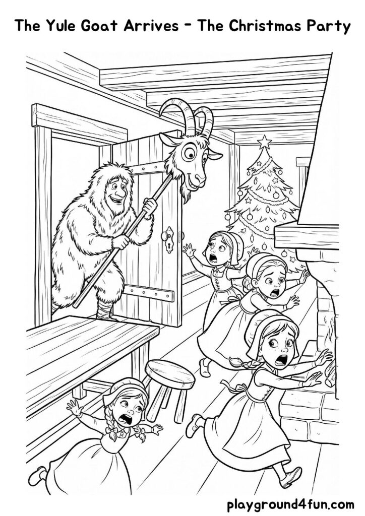 The Yule Goat Arrives – The Christmas Party Coloring Pages
