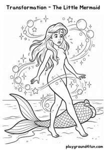Coloring pages: Transformation The Little Mermaid pdf