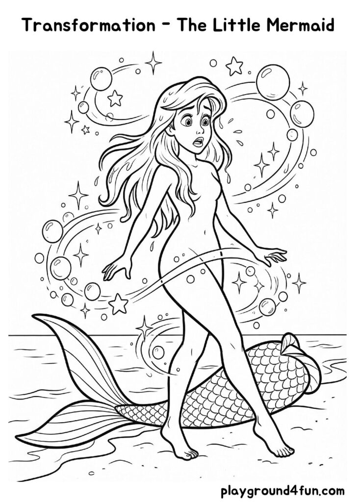 Transformation – The Little Mermaid Coloring Pages