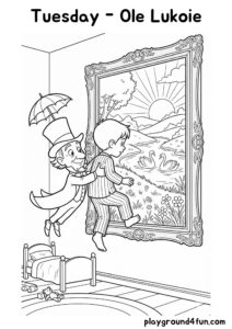 Coloring pages: Tuesday Ole Lukoie pdf