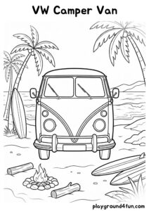 Coloring pages: VW Camper Van pdf
