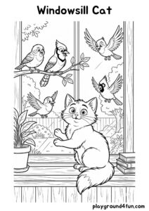 Coloring pages: Windowsill Cat pdf