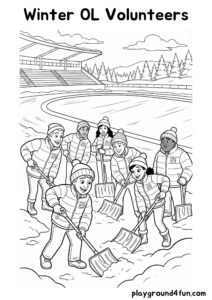 Coloring pages: Winter OL Volunteers pdf
