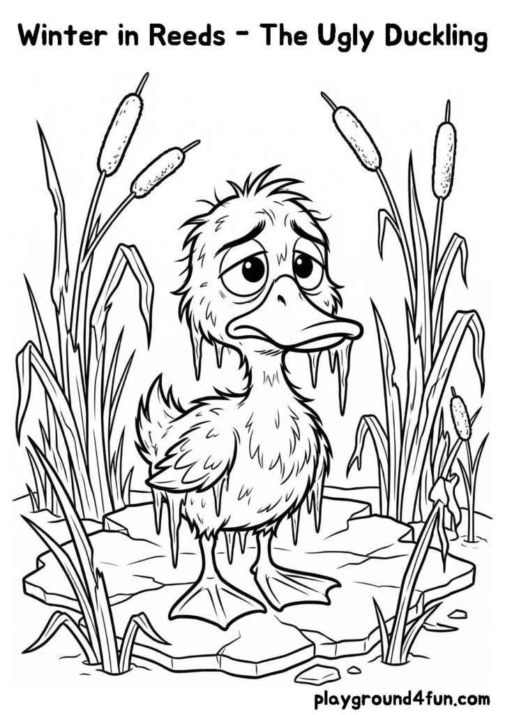 Coloring pages: Winter in Reeds The Ugly Duckling preview