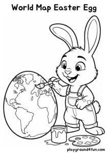 Coloring pages: World Map Easter Egg pdf