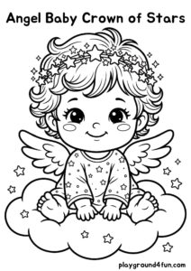Coloring pages: Angel Baby Crown of Stars pdf