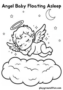 Coloring pages: Angel Baby Floating Asleep pdf