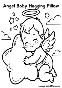 Coloring pages: Angel Baby Hugging Pillow pdf