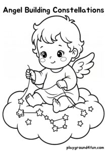 Coloring pages: Angel Building Constellations pdf