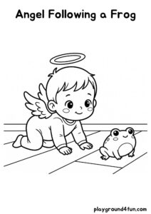 Coloring pages: Angel Following a Frog pdf
