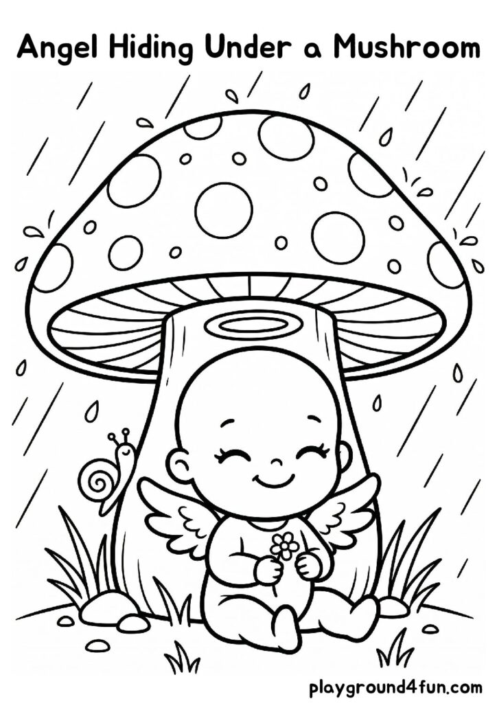 Angel Hiding Under a Mushroom