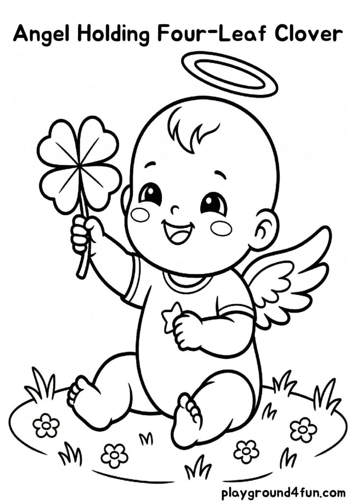 Angel Holding Four-Leaf Clover