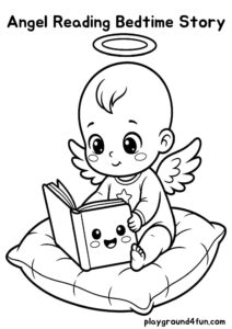 Coloring pages: Angel Reading Bedtime Story pdf