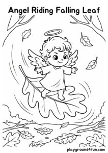 Coloring pages: Angel Riding Falling Leaf pdf
