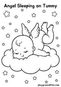 Coloring pages: Angel Sleeping on Tummy pdf