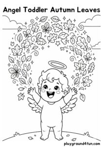 Coloring pages: Angel Toddler Autumn Leaves pdf