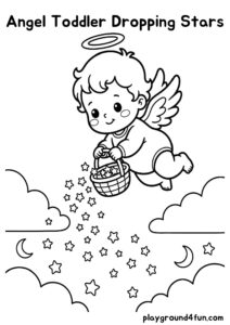 Coloring pages: Angel Toddler Dropping Stars pdf