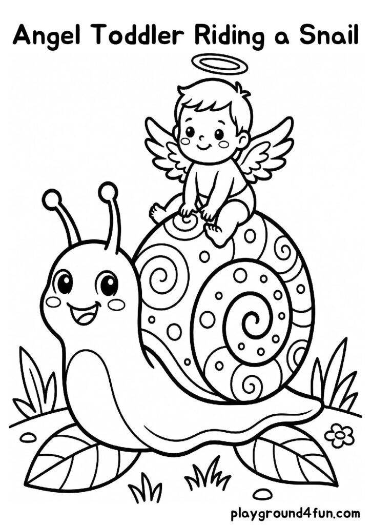 Angel Toddler Riding a Snail