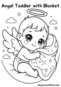 Coloring pages: Angel Toddler with Blanket pdf