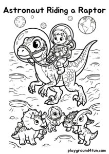 Coloring pages: Astronaut Riding a Raptor pdf