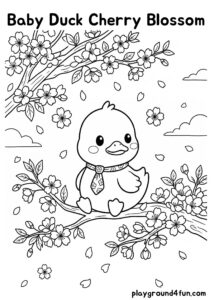 Coloring pages: Baby Duck Cherry Blossom pdf