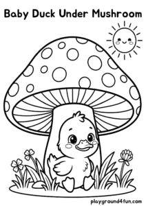 Coloring pages: Baby Duck Under Mushroom pdf