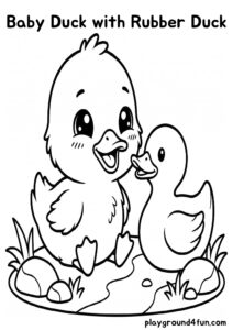 Coloring pages: Baby Duck with Rubber Duck pdf