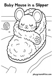 Coloring pages: Baby Mouse in a Slipper pdf