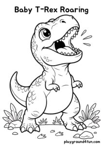 Coloring pages: Baby T Rex Roaring pdf