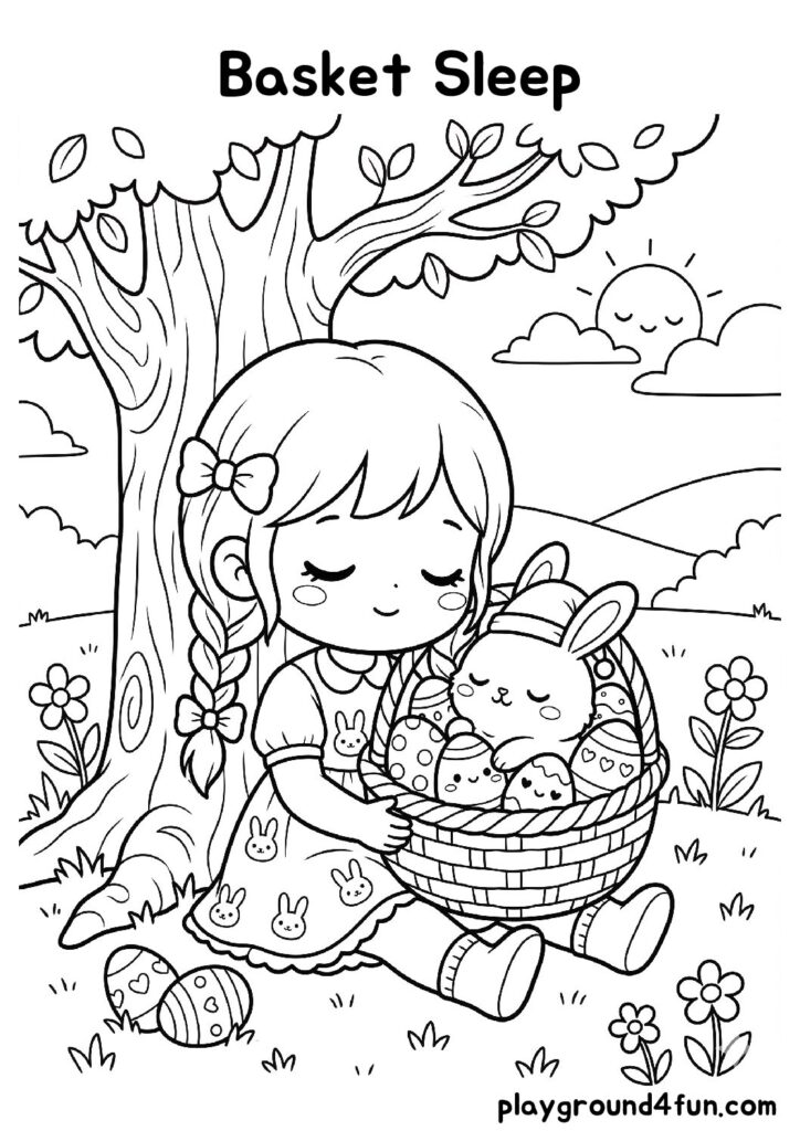 Basket Sleep Coloring Pages