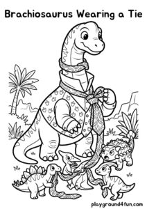Coloring pages: Brachiosaurus Wearing a Tie pdf