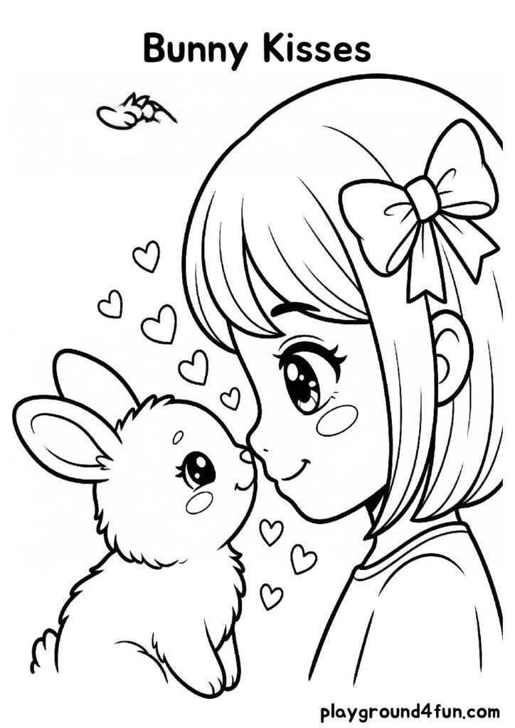 Bunny Kisses Coloring Pages