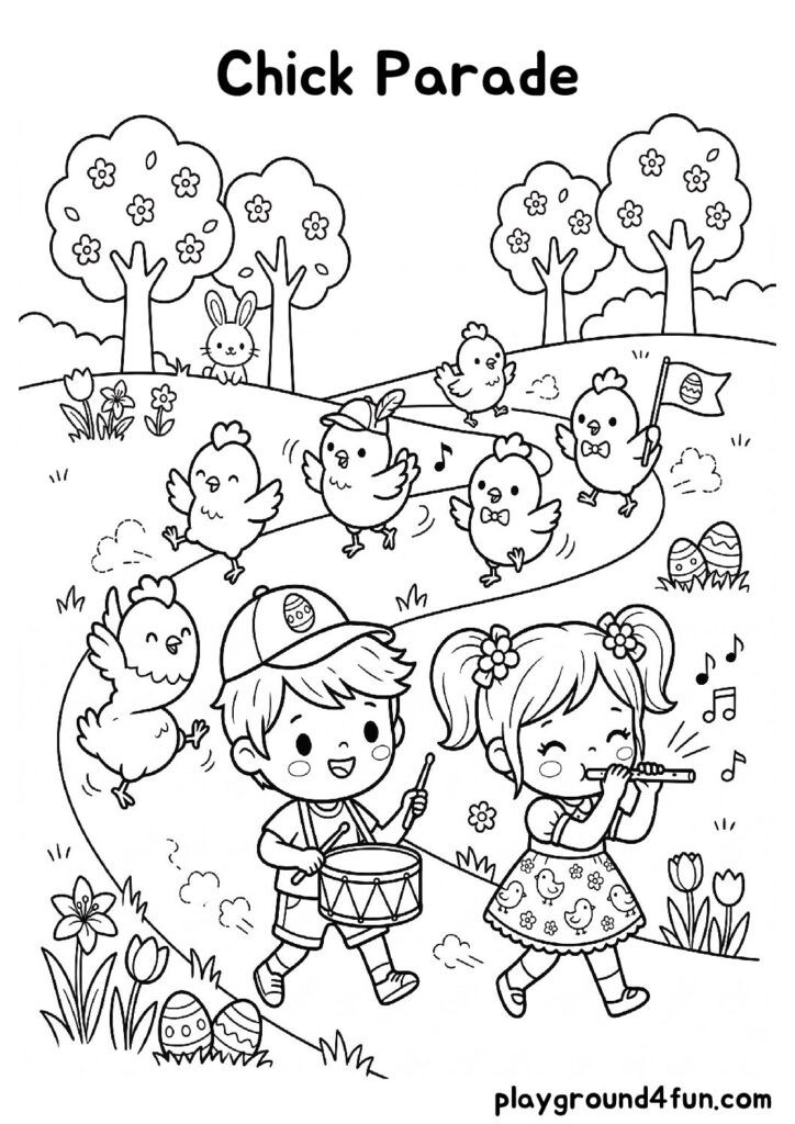 Chick Parade Coloring Pages