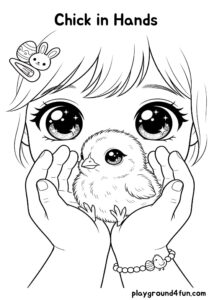 Coloring pages: Chick in Hands pdf
