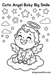 Coloring pages: Cute Angel Baby Big Smile pdf