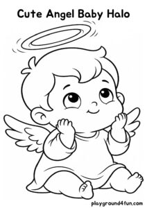 Coloring pages: Cute Angel Baby Halo pdf
