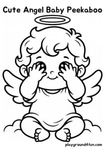 Coloring pages: Cute Angel Baby Peekaboo pdf