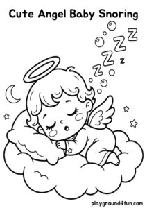 Coloring pages: Cute Angel Baby Snoring pdf