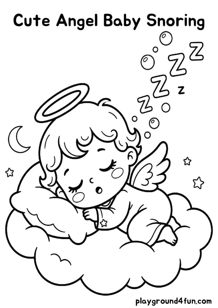 Cute Angel Baby Snoring Coloring Pages