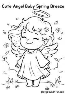 Coloring pages: Cute Angel Baby Spring Breeze pdf