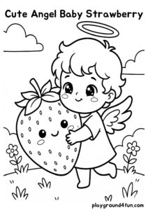 Coloring pages: Cute Angel Baby Strawberry pdf