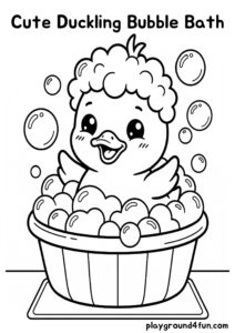 Coloring pages: Cute Duckling Bubble Bath pdf