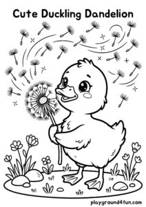 Coloring pages: Cute Duckling Dandelion pdf