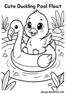 Coloring pages: Cute Duckling Pool Float pdf