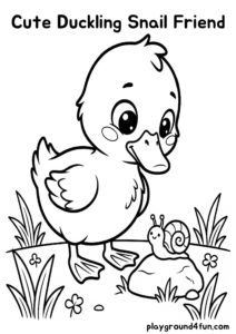 Coloring pages: Cute Duckling Snail Friend pdf