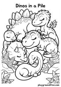 Coloring pages: Dinos in a Pile pdf