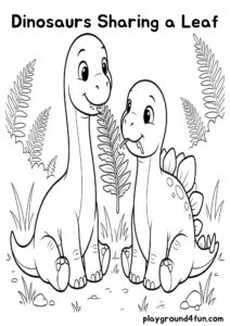 Coloring pages: Dinosaurs Sharing a Leaf pdf