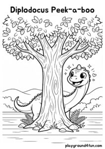 Coloring pages: Diplodocus Peek a boo pdf