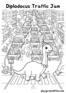 Coloring pages: Diplodocus Traffic Jam pdf