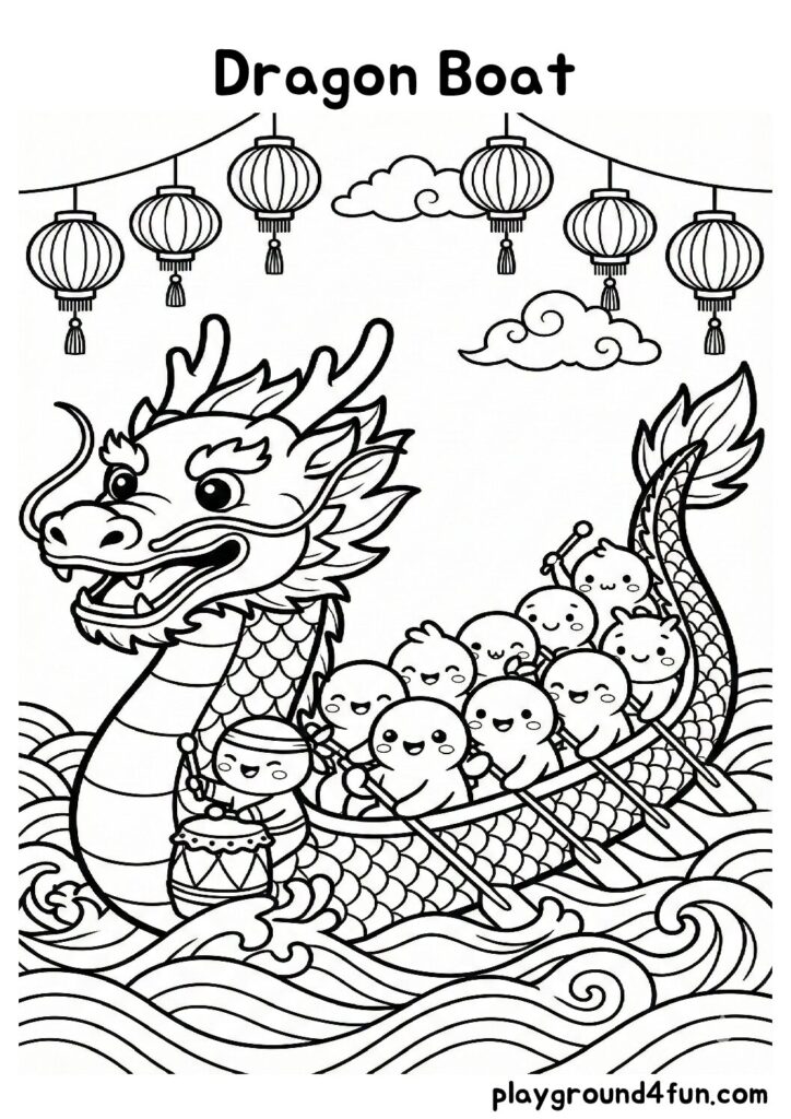 Dragon Boat Coloring Pages